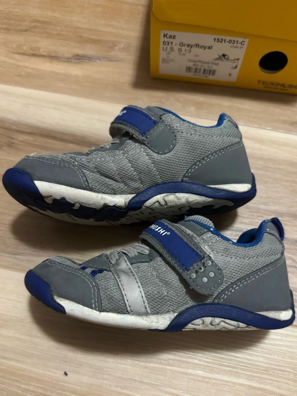 Tsukihoshi Kaz Toddler Gray/Royal Blue Shoes Size 9.5 US / 27 EUR